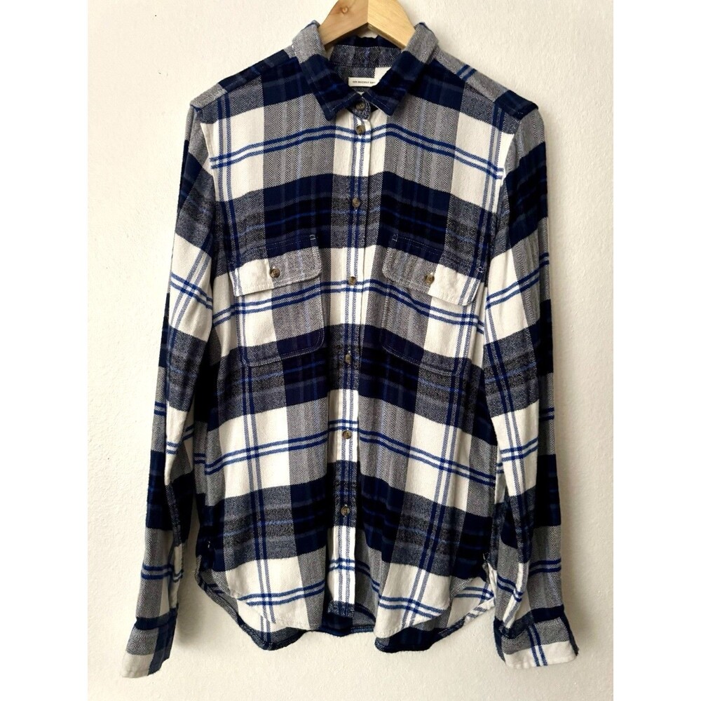 American Eagle Ahh-Mazingly Soft Plaid Flannel Shirt Women’s L Blue Classic Fit